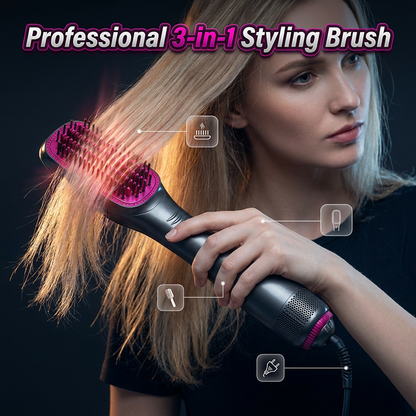⏳Time-Limited Special⏰Professional 3-in-1 Hot Air Brush – Dry, Detangle & Volumize in One Step ✨