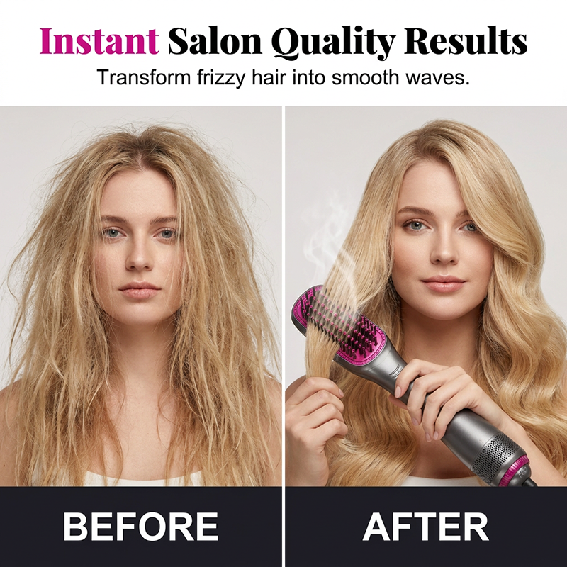 ⏳Time-Limited Special⏰Professional 3-in-1 Hot Air Brush – Dry, Detangle & Volumize in One Step ✨