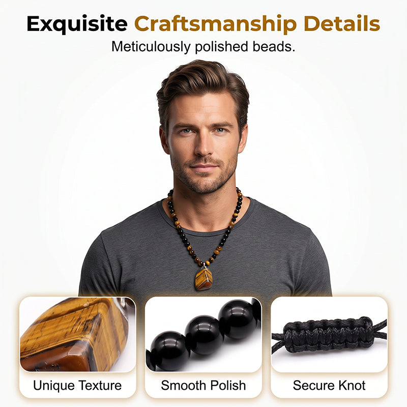 📢📢50% OFF !! ⏰Men's Tiger's Eye Beaded Necklace