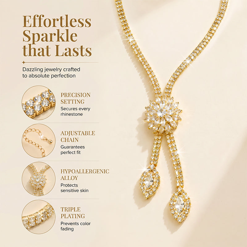🌸 50% OFF NOW! 🌸Women's Zircon Flower Necklace Earrings Set