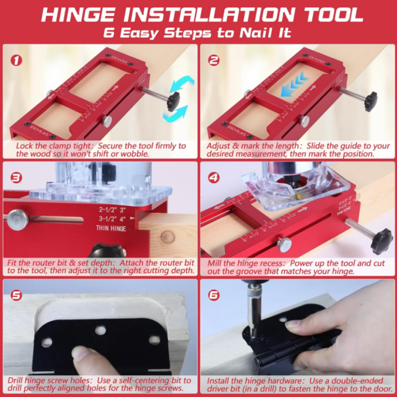 🎉 2026 Sale — Over 22,000 Sold 🔧 Adjustable Door Hinge Mortise Jig Kit 🚪