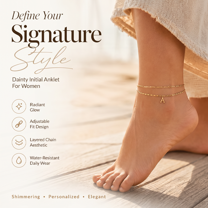 🔥50% OFF NOW✨Dainty Layered Gold Initial Anklets Custom Letter Ankle Bracelets Women Summer Jewelry