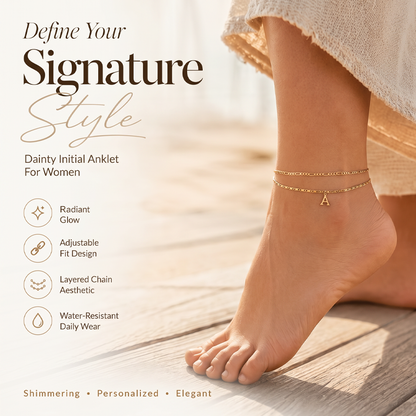 🔥50% OFF NOW✨Dainty Layered Gold Initial Anklets Custom Letter Ankle Bracelets Women Summer Jewelry