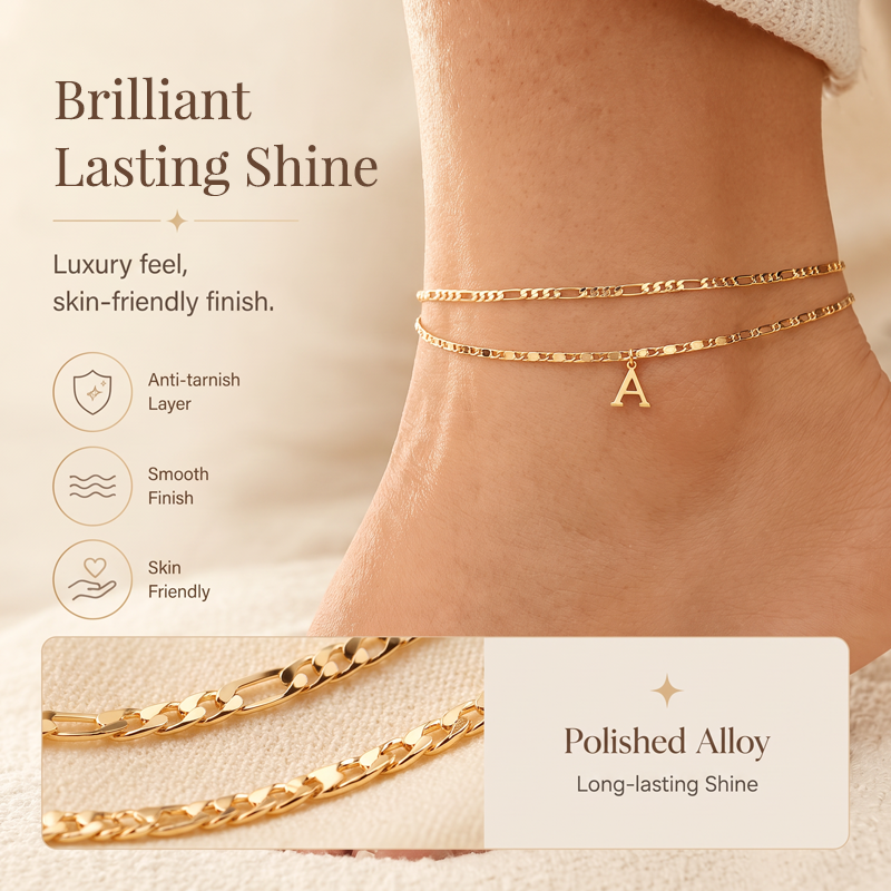 🔥50% OFF NOW✨Dainty Layered Gold Initial Anklets Custom Letter Ankle Bracelets Women Summer Jewelry