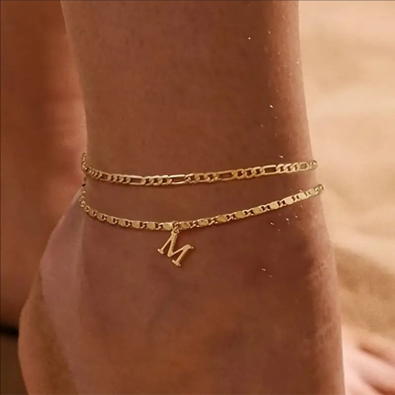 🔥50% OFF NOW✨Dainty Layered Gold Initial Anklets Custom Letter Ankle Bracelets Women Summer Jewelry