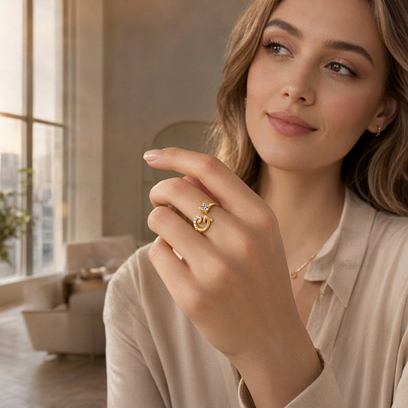 Adjustable Sparkle Initial Ring for Women