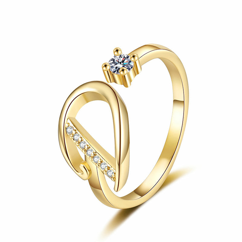 Adjustable Sparkle Initial Ring for Women