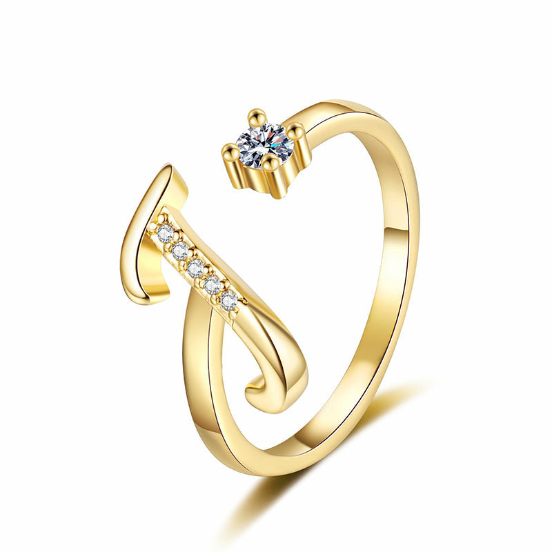 Adjustable Sparkle Initial Ring for Women