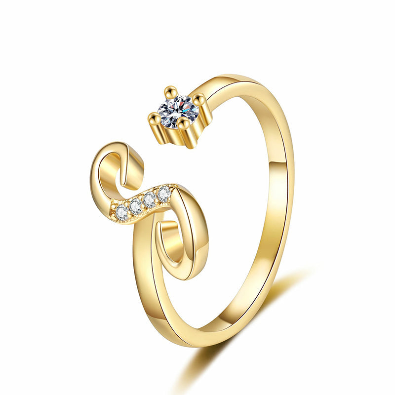 Adjustable Sparkle Initial Ring for Women
