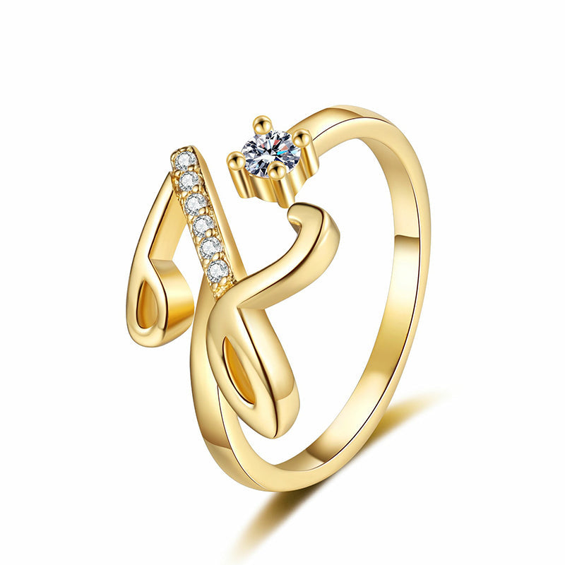 Adjustable Sparkle Initial Ring for Women