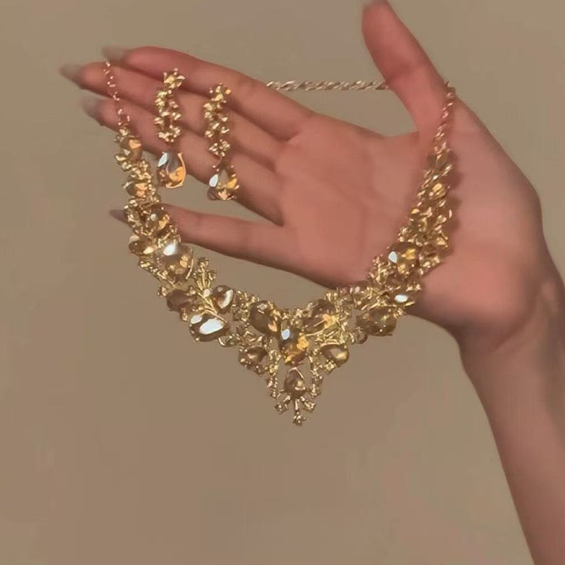 Elegant Yellow Sparkling Rhinestone Jewelry