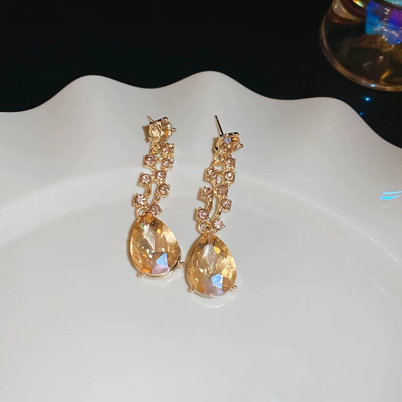 Elegant Yellow Sparkling Rhinestone Jewelry