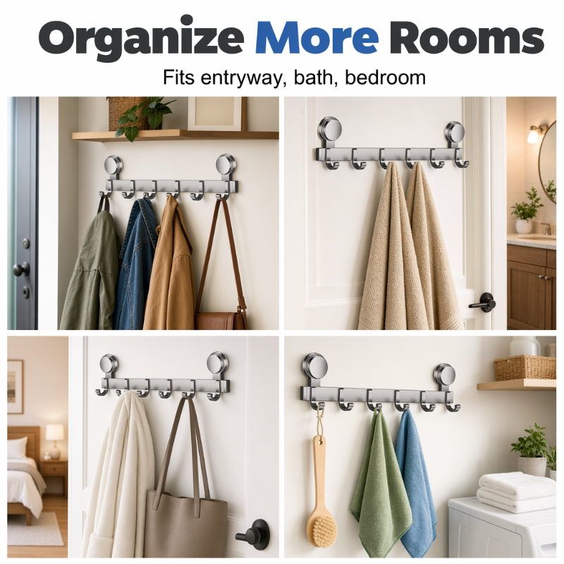 Suction Cup Over Door Hook Rack