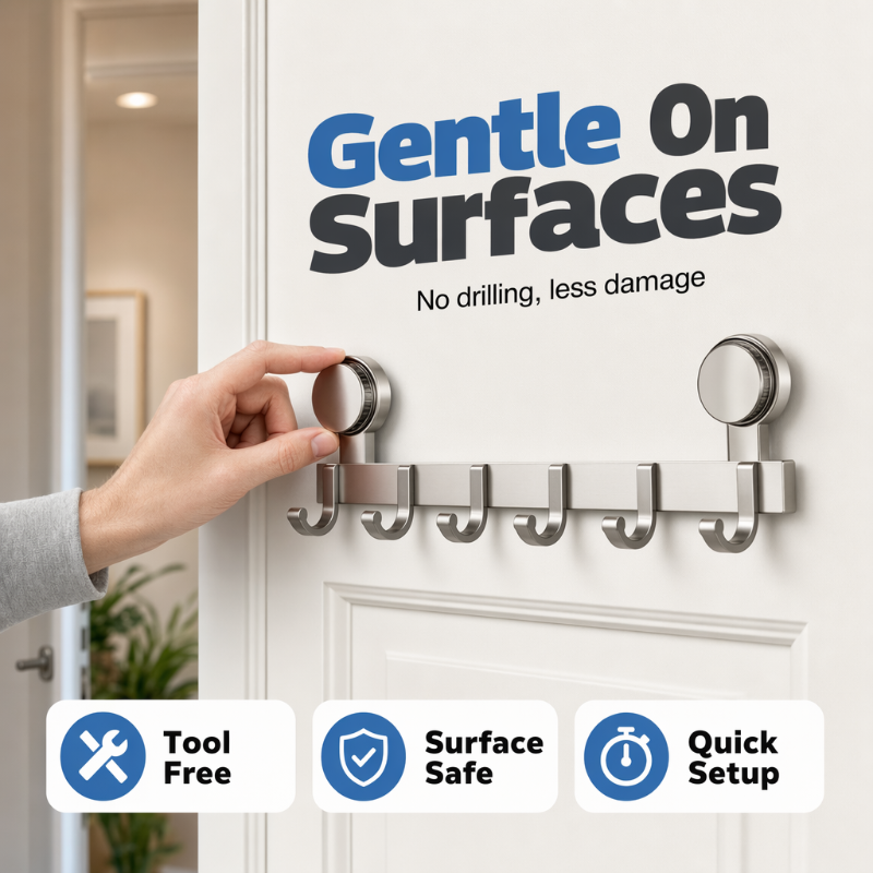 Suction Cup Over Door Hook Rack