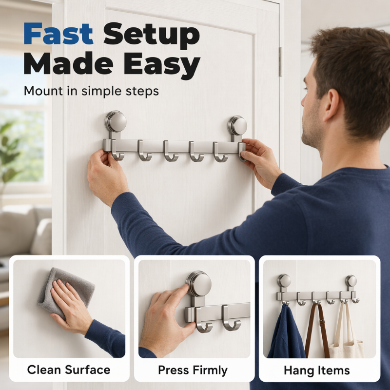 Suction Cup Over Door Hook Rack