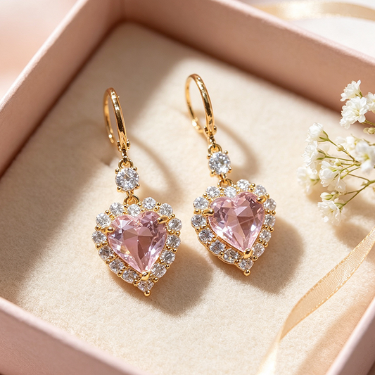 Sparkling Heart-Shaped Drop Earrings