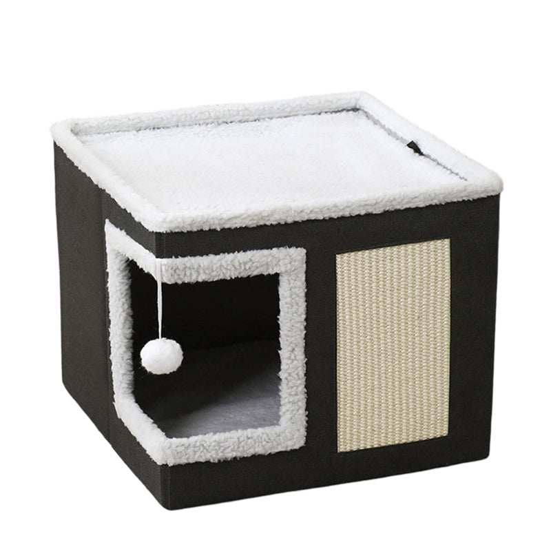 🐱 50% OFF NOW! 🏠 Foldable 2-in-1 Cat Cube House – Dual-Level Design, Built-in Scratching Pad & All-Season Comfort – Space-Saving & Portable 🐾