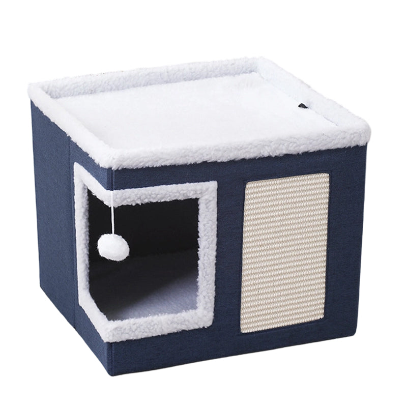 🐱 50% OFF NOW! 🏠 Foldable 2-in-1 Cat Cube House – Dual-Level Design, Built-in Scratching Pad & All-Season Comfort – Space-Saving & Portable 🐾