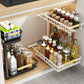 🗄️ 50% OFF! ✨ 2-Tier Adjustable Pull-Out Cabinet Storage Rack – Heavy-Duty Carbon Steel, Slide-Out Baskets & Adjustable Shelf Height – Maximize Vertical Space in Any Room 🏠