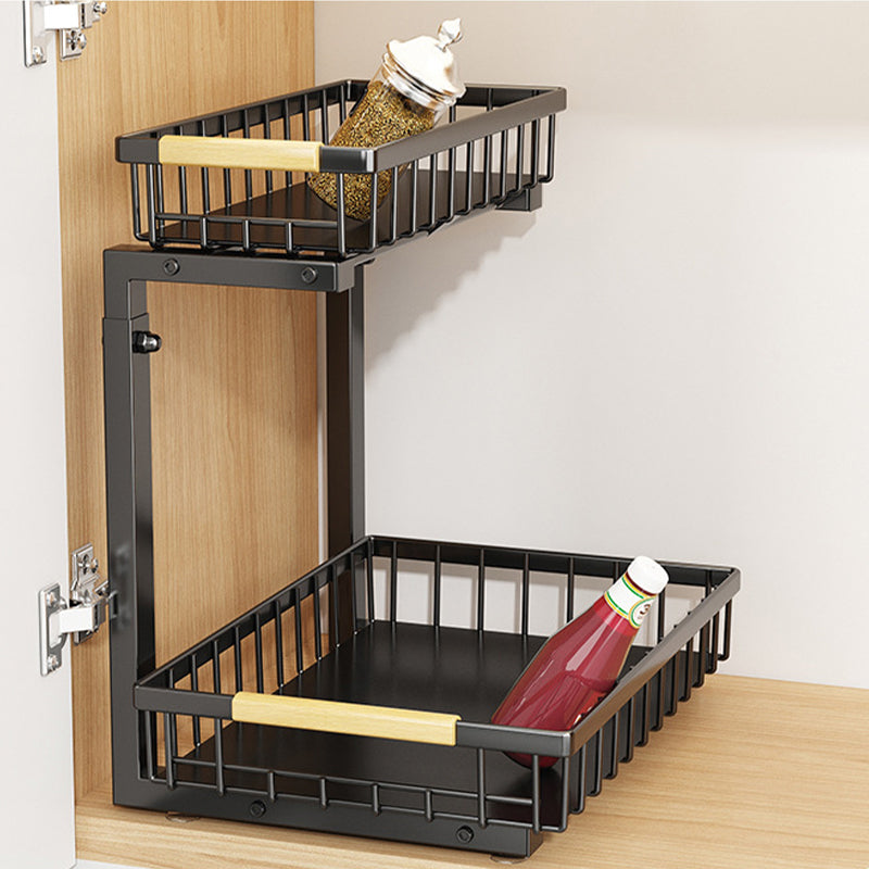 🗄️ 50% OFF! ✨ 2-Tier Adjustable Pull-Out Cabinet Storage Rack – Heavy-Duty Carbon Steel, Slide-Out Baskets & Adjustable Shelf Height – Maximize Vertical Space in Any Room 🏠