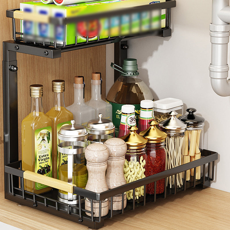 🗄️ 50% OFF! ✨ 2-Tier Adjustable Pull-Out Cabinet Storage Rack – Heavy-Duty Carbon Steel, Slide-Out Baskets & Adjustable Shelf Height – Maximize Vertical Space in Any Room 🏠