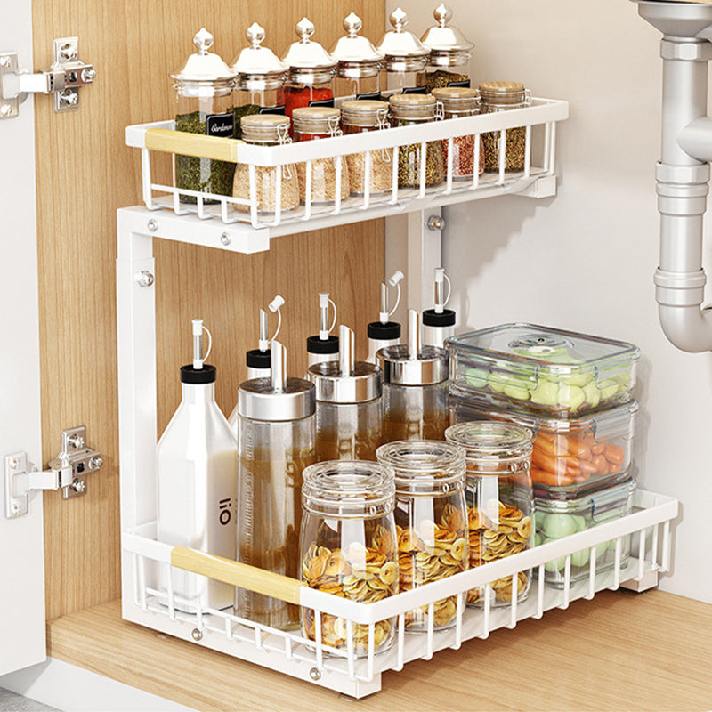 🗄️ 50% OFF! ✨ 2-Tier Adjustable Pull-Out Cabinet Storage Rack – Heavy-Duty Carbon Steel, Slide-Out Baskets & Adjustable Shelf Height – Maximize Vertical Space in Any Room 🏠