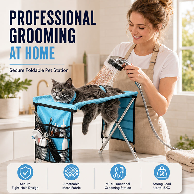 🐕🛏️ 2-in-1 Foldable Pet Grooming Bed – 50% OFF! Grooming table + cozy bed in one – portable, easy to clean, perfect for home & travel. 🔥💪