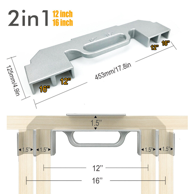 🎉 2026 Sale — Over 66,000 Sold! 📐 Framing stud layout? Nail it every time — no more measuring twice and still getting it wrong. This aluminum alloy tool locks in 16-inch centers, keeps everything square, and speeds up the whole job. 🔧