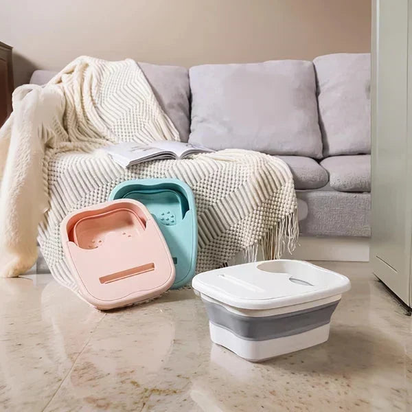 🦶✨ 50% OFF Limited Time! Collapsible Foot Spa Basin with Lid | Portable Silicone Foot Soak Tub with Massage Rollers for Home Relaxation
