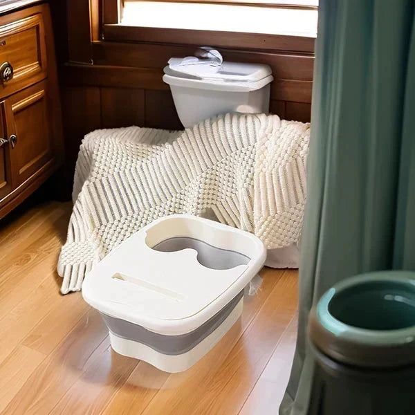 🦶✨ 50% OFF Limited Time! Collapsible Foot Spa Basin with Lid | Portable Silicone Foot Soak Tub with Massage Rollers for Home Relaxation