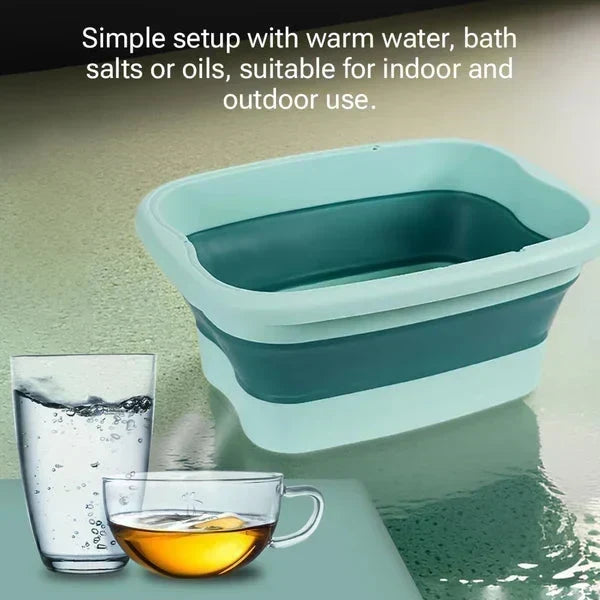 🦶✨ 50% OFF Limited Time! Collapsible Foot Spa Basin with Lid | Portable Silicone Foot Soak Tub with Massage Rollers for Home Relaxation