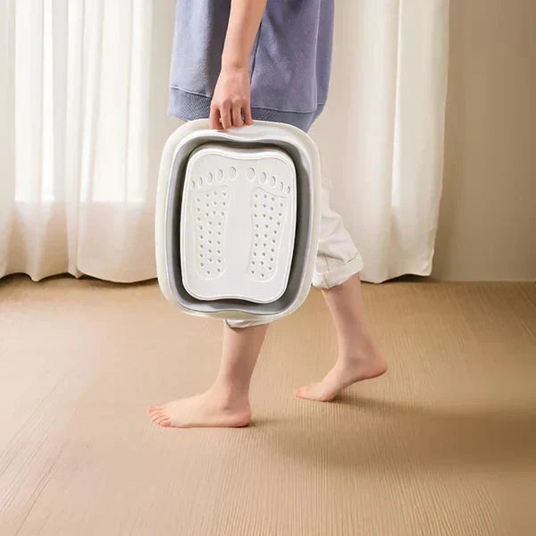 🦶✨ 50% OFF Limited Time! Collapsible Foot Spa Basin with Lid | Portable Silicone Foot Soak Tub with Massage Rollers for Home Relaxation