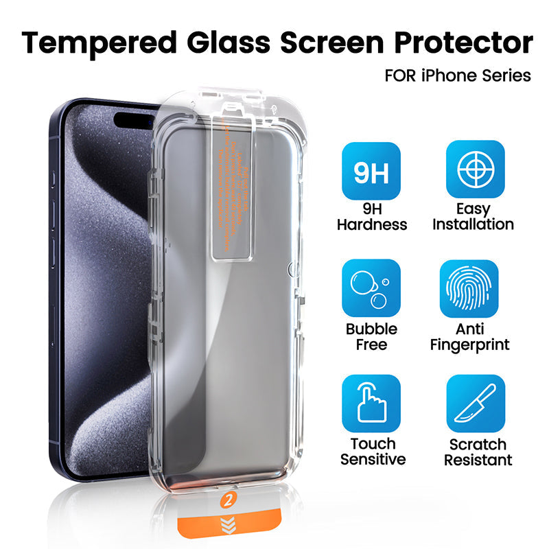 📱 Dust-Free Tempered Glass Screen Protector – Easy-Apply with Alignment Tray, Bubble-Free & Fingerprint Resistant, 9H Hardness 🛡️✨