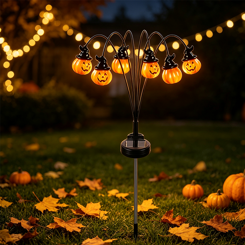 Solar Multi-Head Pumpkin Garden Light