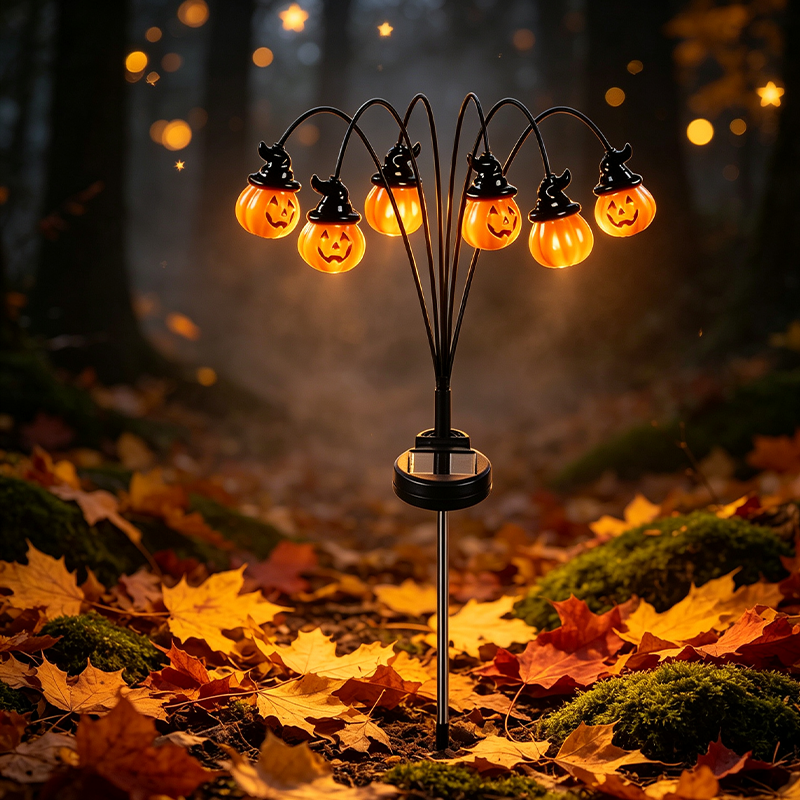 Solar Multi-Head Pumpkin Garden Light