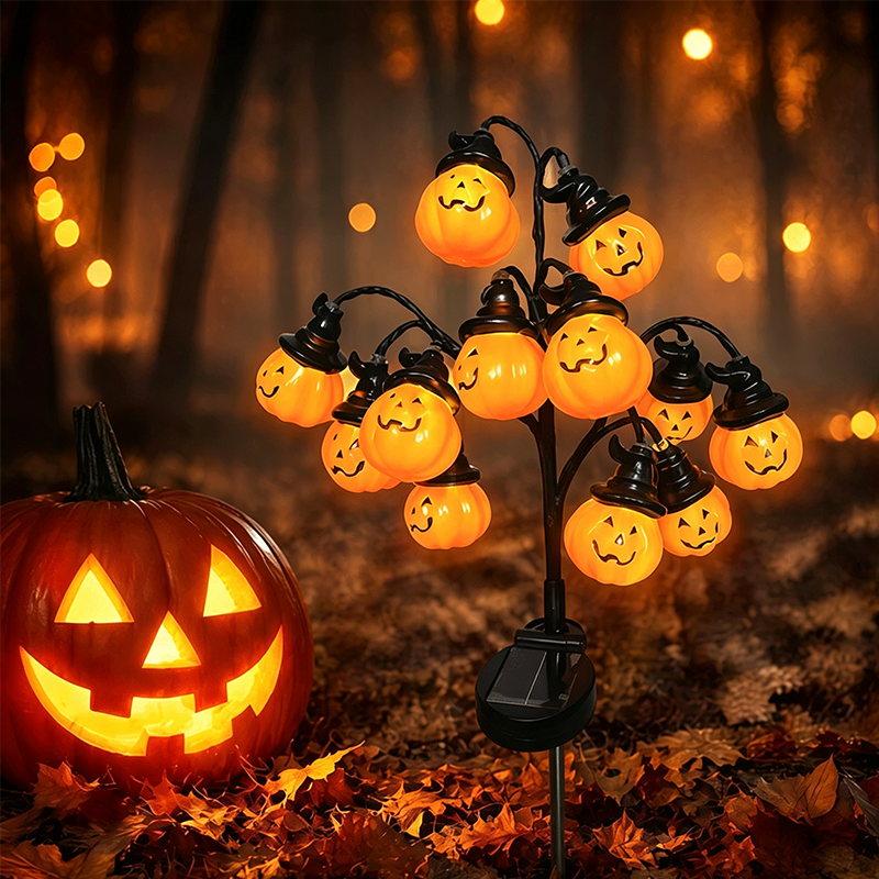Solar Multi-Head Pumpkin Garden Light