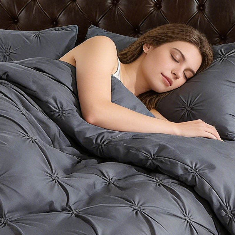 🎉 2026 SALE 50% OFF! 🛏️ 3-Piece Pintuck Pleated Duvet Cover & Pillowcases Set – Elegant Texture, Hidden Zipper & Machine Washable ✨