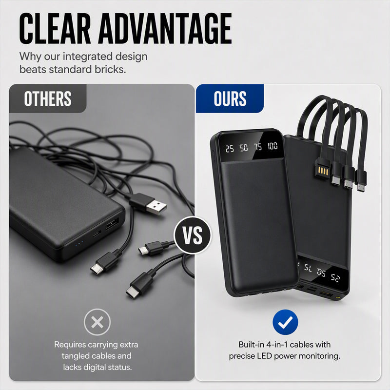 📢📢50% OFF !!⏰🏕️ 2026 Sale — Over 28,200 Sold!⚡ High‑Capacity Power Bank with Integrated Cables