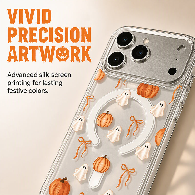 🎉 2026 Sale — Over 16,000 Sold! 🎃 Cute Halloween Clear Phone Case – Ghost & Pumpkin Print, Wireless Charging Compatible – Festive Vibes All Month! ✨