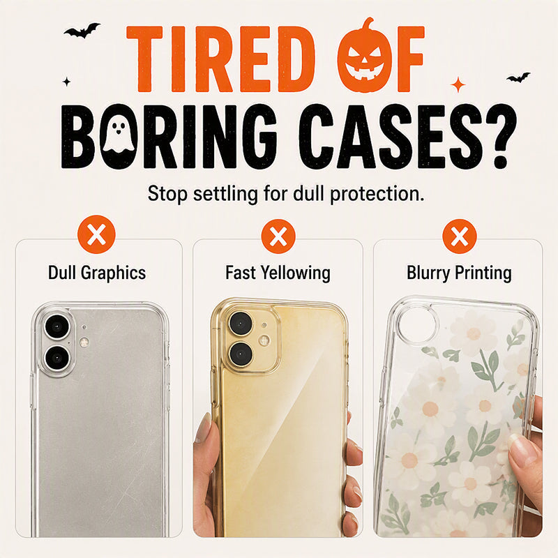 🎉 2026 Sale — Over 16,000 Sold! 🎃 Cute Halloween Clear Phone Case – Ghost & Pumpkin Print, Wireless Charging Compatible – Festive Vibes All Month! ✨