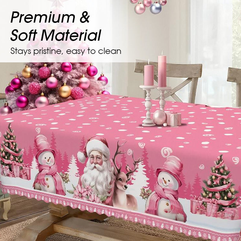 🎉 50% OFF! 🎄 Classic Christmas Tablecloth – Festive Santa & Reindeer Print, Polyester, Easy to Wipe, Multiple Sizes for Holiday Dinners ✨