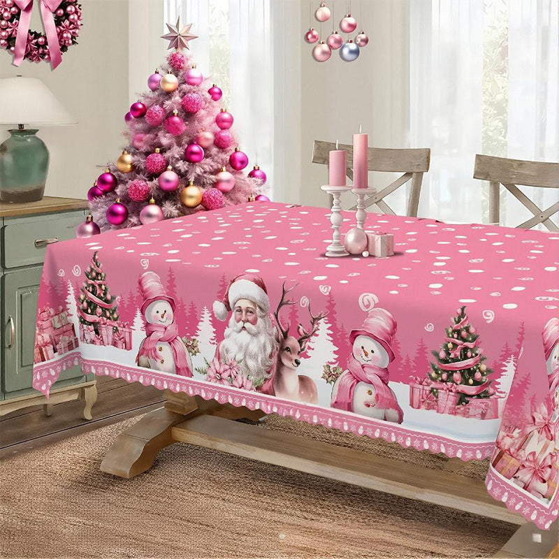 🎉 50% OFF! 🎄 Classic Christmas Tablecloth – Festive Santa & Reindeer Print, Polyester, Easy to Wipe, Multiple Sizes for Holiday Dinners ✨