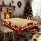 🎉 50% OFF! 🎄 Classic Christmas Tablecloth – Festive Santa & Reindeer Print, Polyester, Easy to Wipe, Multiple Sizes for Holiday Dinners ✨