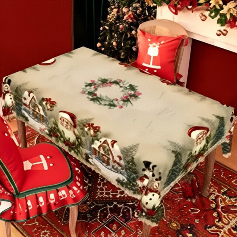 🎉 50% OFF! 🎄 Classic Christmas Tablecloth – Festive Santa & Reindeer Print, Polyester, Easy to Wipe, Multiple Sizes for Holiday Dinners ✨