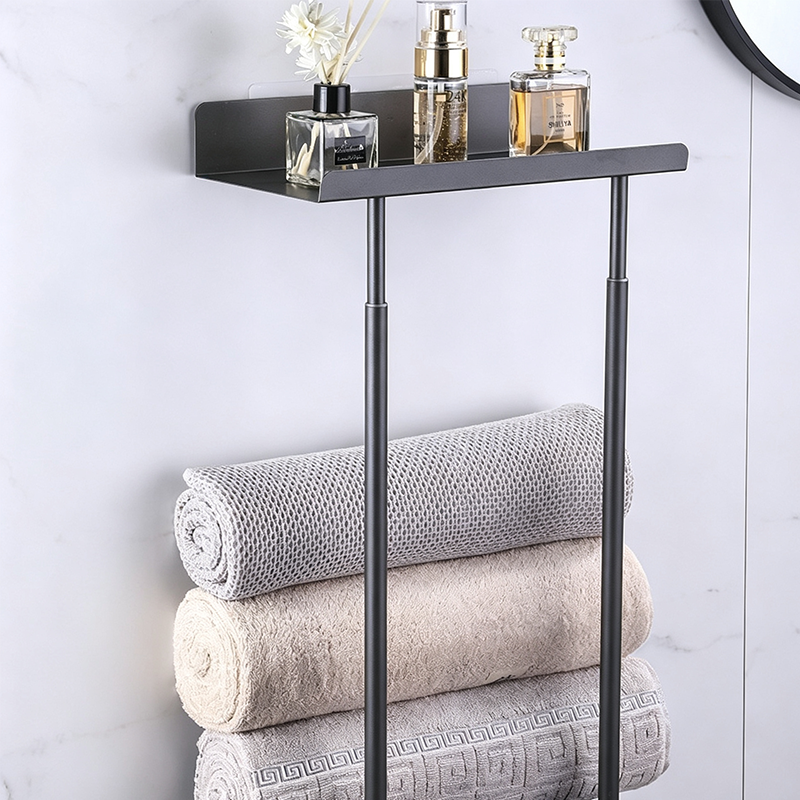 🛁 LIMITED TIME 50% OFF! 🧺 Retractable Bathroom Towel Rack – 38-75cm Adjustable, Stainless Steel, Double Towel Rail – Drill-Free Wall Mount ✨