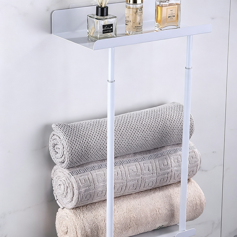 🛁 LIMITED TIME 50% OFF! 🧺 Retractable Bathroom Towel Rack – 38-75cm Adjustable, Stainless Steel, Double Towel Rail – Drill-Free Wall Mount ✨