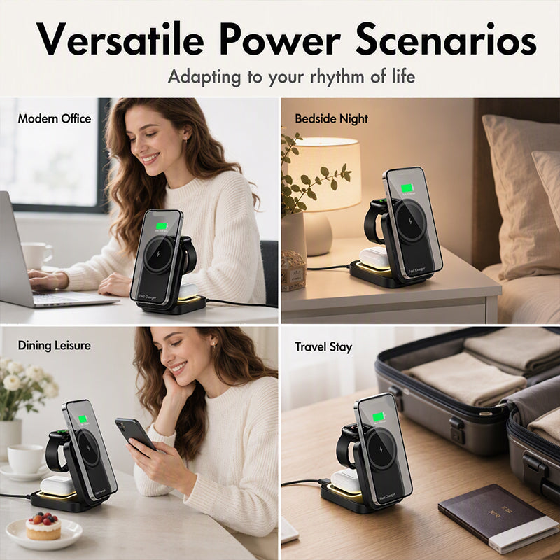 📢📢50% OFF !! ⏰3 in 1 Foldable Wireless Charging Station 15W Fast Charger Desktop Stand