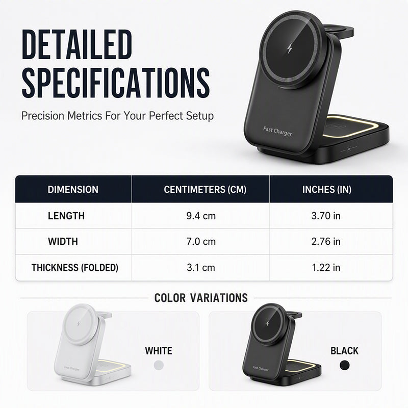 📢📢50% OFF !! ⏰3 in 1 Foldable Wireless Charging Station 15W Fast Charger Desktop Stand