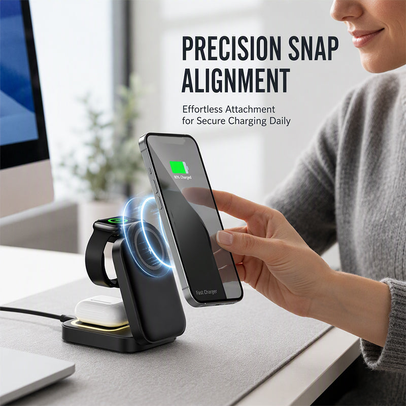 📢📢50% OFF !! ⏰3 in 1 Foldable Wireless Charging Station 15W Fast Charger Desktop Stand