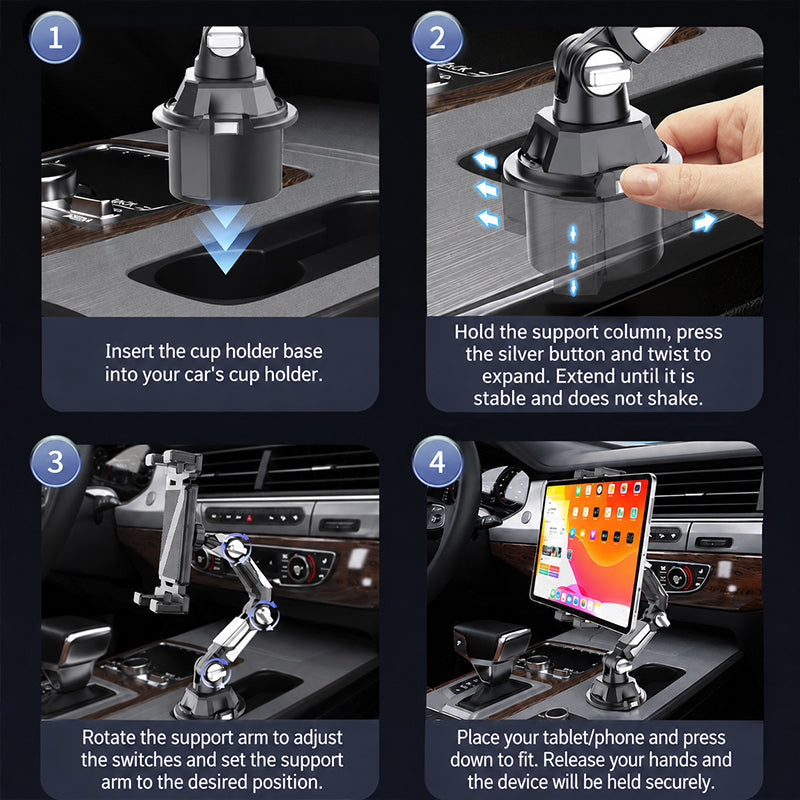 🎉 2026 Sale — Over 18,000 Sold! 🚗 Turn your cup holder into a tablet mount — no dashboard holes, no suction cups, no mess. Adjustable angle, fits most cars, keeps screens steady. 🛣️